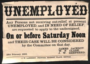 "Unemployed Relief" notice - Settle - 1895