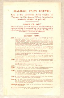 Malham Tarn Estate Order of Sale 1927