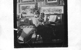 Music Lesson Annie Clapham and Governess at Austwick Hall dated 1895