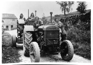 Photograph of Land Army Group With Fordson Tractor
