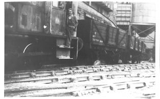 Photograph of Stan Potts or Mr Monk at Loading Facility Helwith Bridge