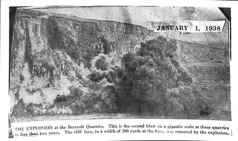 Newspaper Picture of Blasting at Beecroft (Horton) Quarry