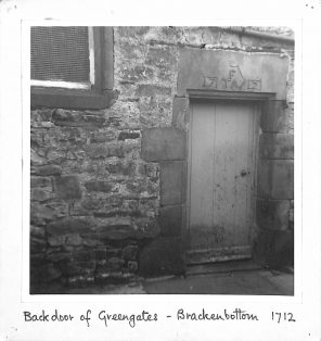 Photograph of datestone (1712 FTR) on “Greengates”, Brackenbottom, Horton