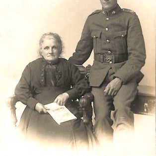 Postcard of Mrs Dixon and Dickie at Butts Hill, Brackenbottom
