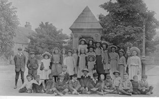 A School Group at the Fountain c 1904