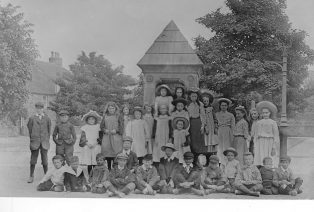 A School Group at the Fountain c 1904