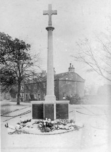 Photograph of Long Preston war Memorial in snow