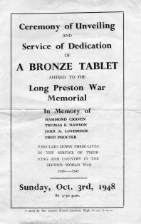War Memorial Service of Dedication 1948