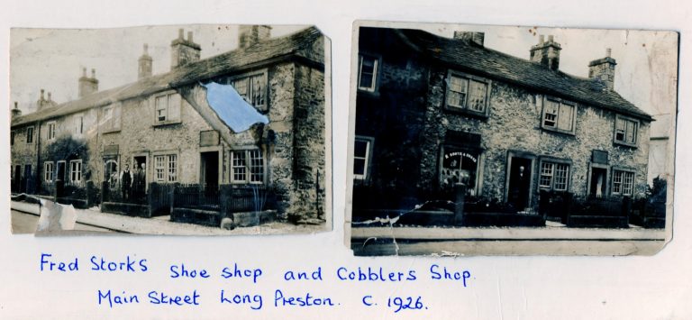 Fred Storks Shoe Shop and Cobbler's shop circa 1926