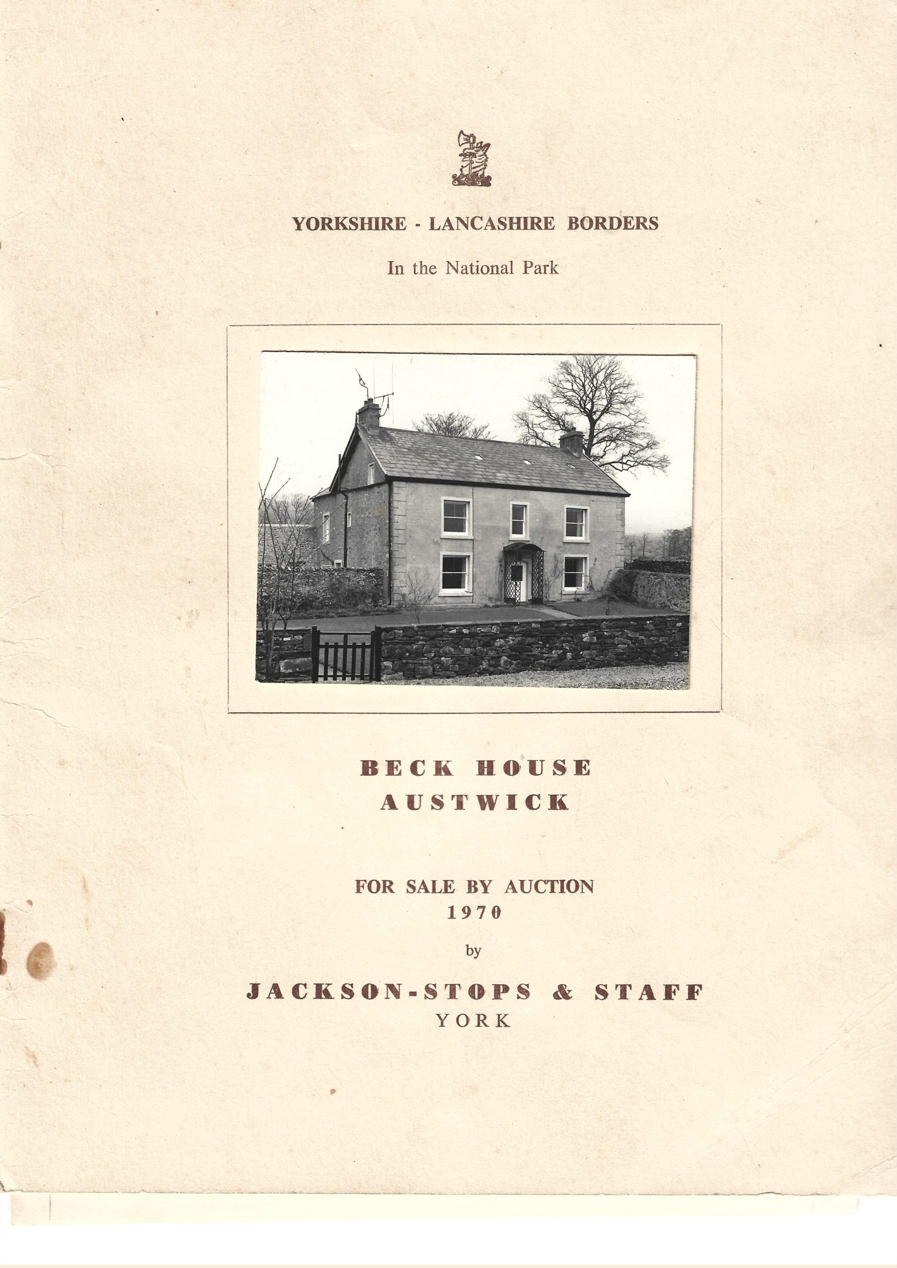 Beck House Sales details c.1970 Yorkshire Dales Community Archives