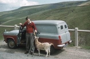 Jack Myers with van and goat