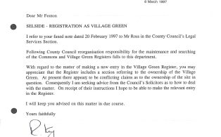 Letter from 6/3/1997 County Environmental Services to Selside Residents Association