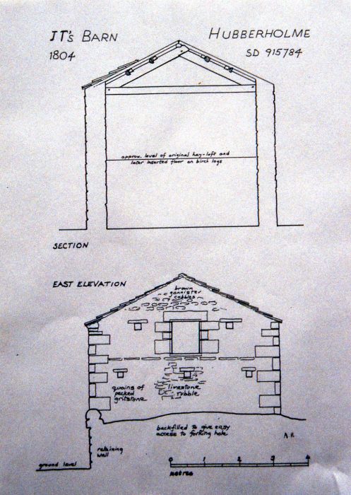 Drawing of field barn, Hubberholme i